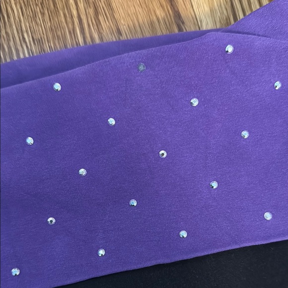 Black Yoga Pants with Purple Rhinestone Waistband - Picture 3 of 9